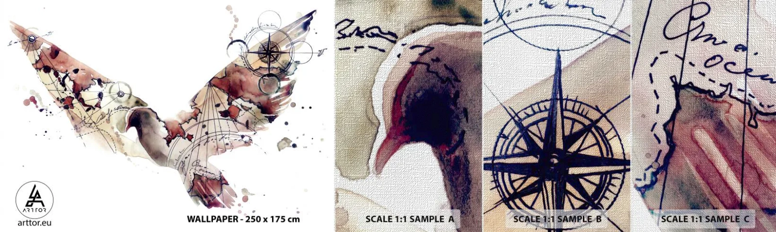 Fototapeten Muster Premium Canvas - Ein Overhead-Wanderer - Vögel, Taube, Abstraktion - 100x30 cm
