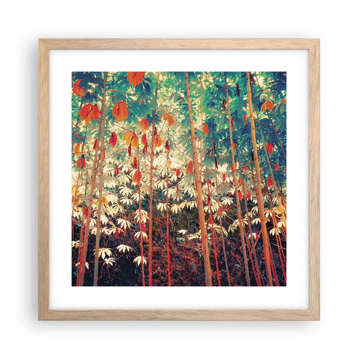 Poster in einem Rahmen aus heller Eiche - Das geheime Leben der Blätter - 40x40 cm