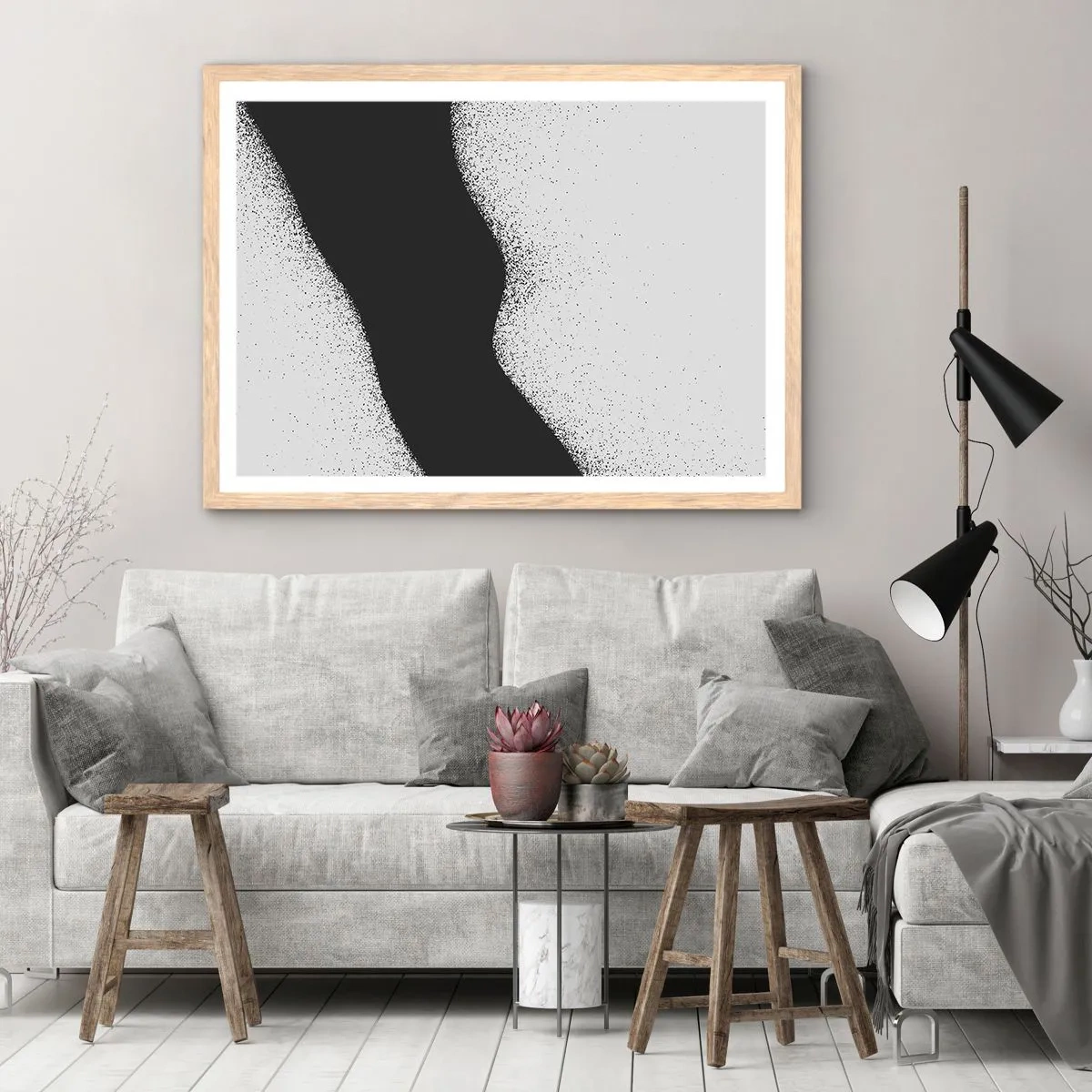 Poster in einem Rahmen aus heller Eiche - Flüssiges Gleichgewicht - 70x50 cm