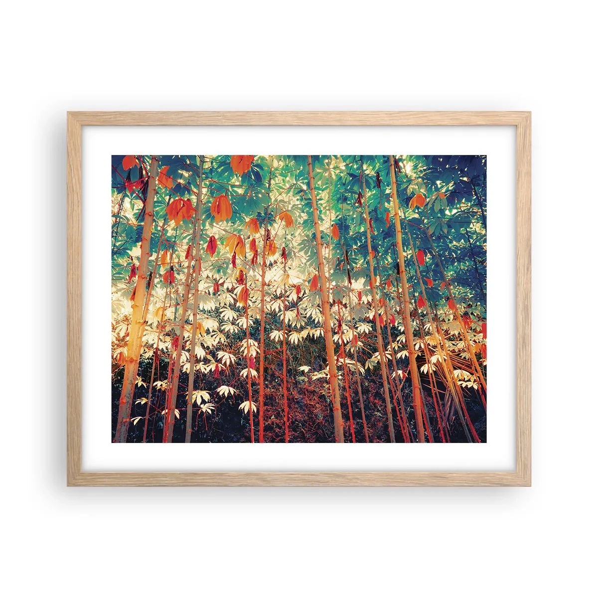 Poster in einem Rahmen aus heller Eiche - Das geheime Leben der Blätter - 50x40 cm