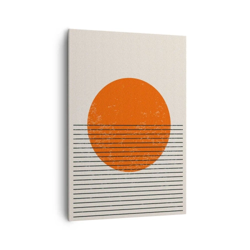 Bild auf Leinwand - Leinwandbild - Minimalistische Sonne mit geometrischen Linien - 70x100cm - Immer die Sonne - Moderne Wanddekoration für Wohnzimmer und Schlafzimmer ARTTOR
