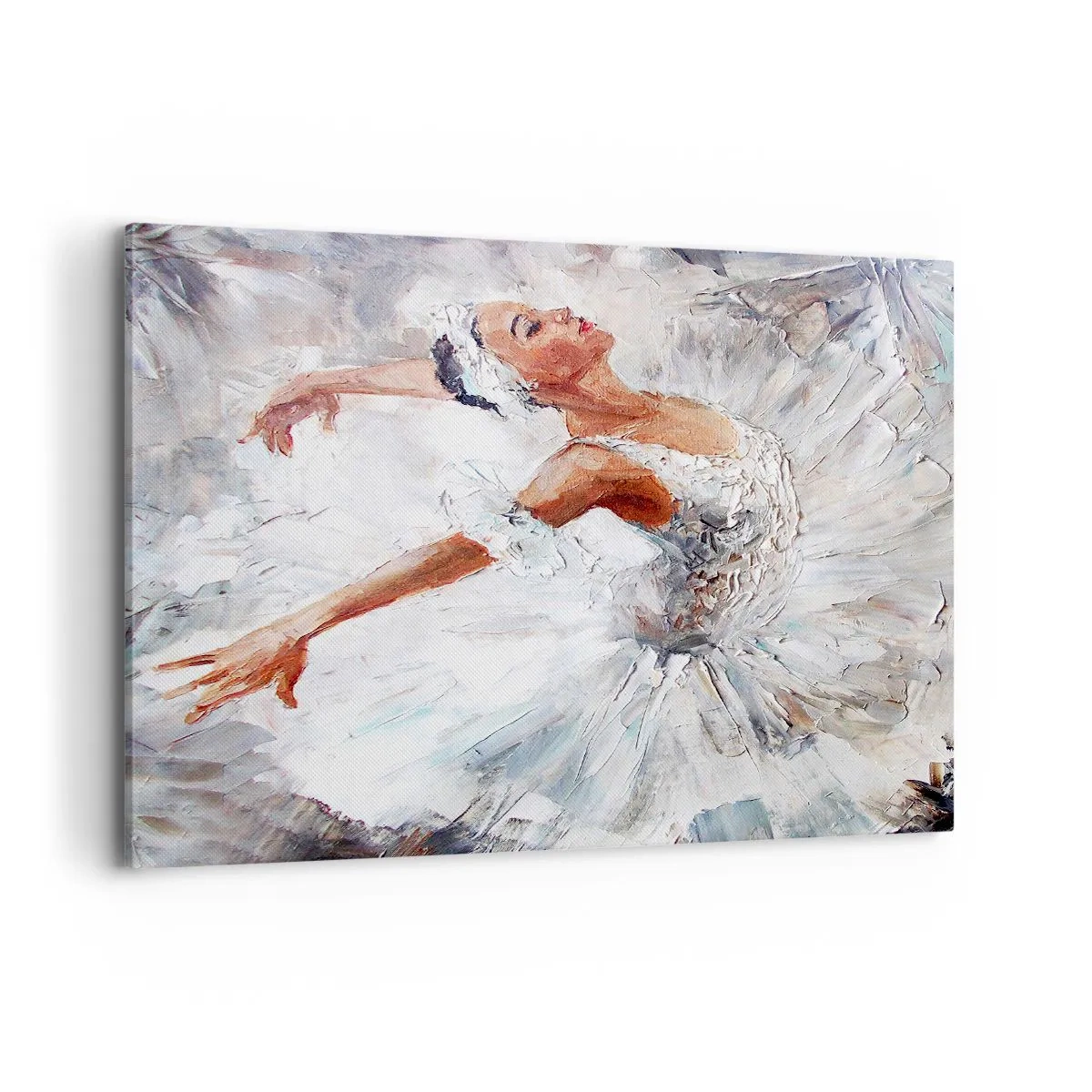 Bild auf Leinwand - Leinwandbild - Eine Ballerina in einem weißen Kleid tanzt - 100x70cm - Zart und leicht wie Tüll - Moderne Wanddekoration für Wohnzimmer und Schlafzimmer ARTTOR