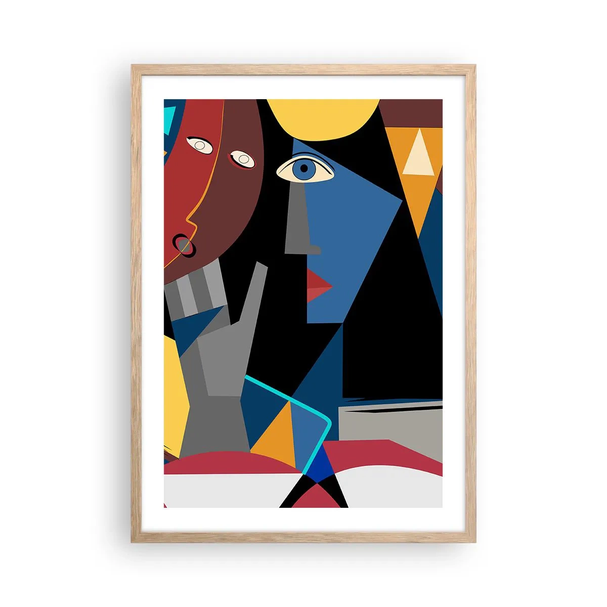 Poster in einem Rahmen aus heller Eiche - Gespräch zwischen Kubisten - 50x70 cm
