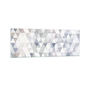 Glasbild - Bild auf glas - Geometrisches Dreiecksmuster in Pastelltönen - 140x50cm - Im Rhythmus auf drei - Moderne Wanddekoration für Wohnzimmer und Schlafzimmer ARTTOR