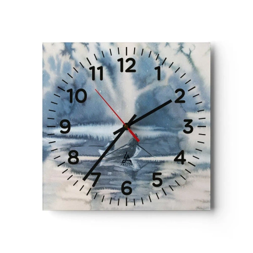 Wanduhr - Glasuhr - Angler in ihrem Paradies - 40x40 cm