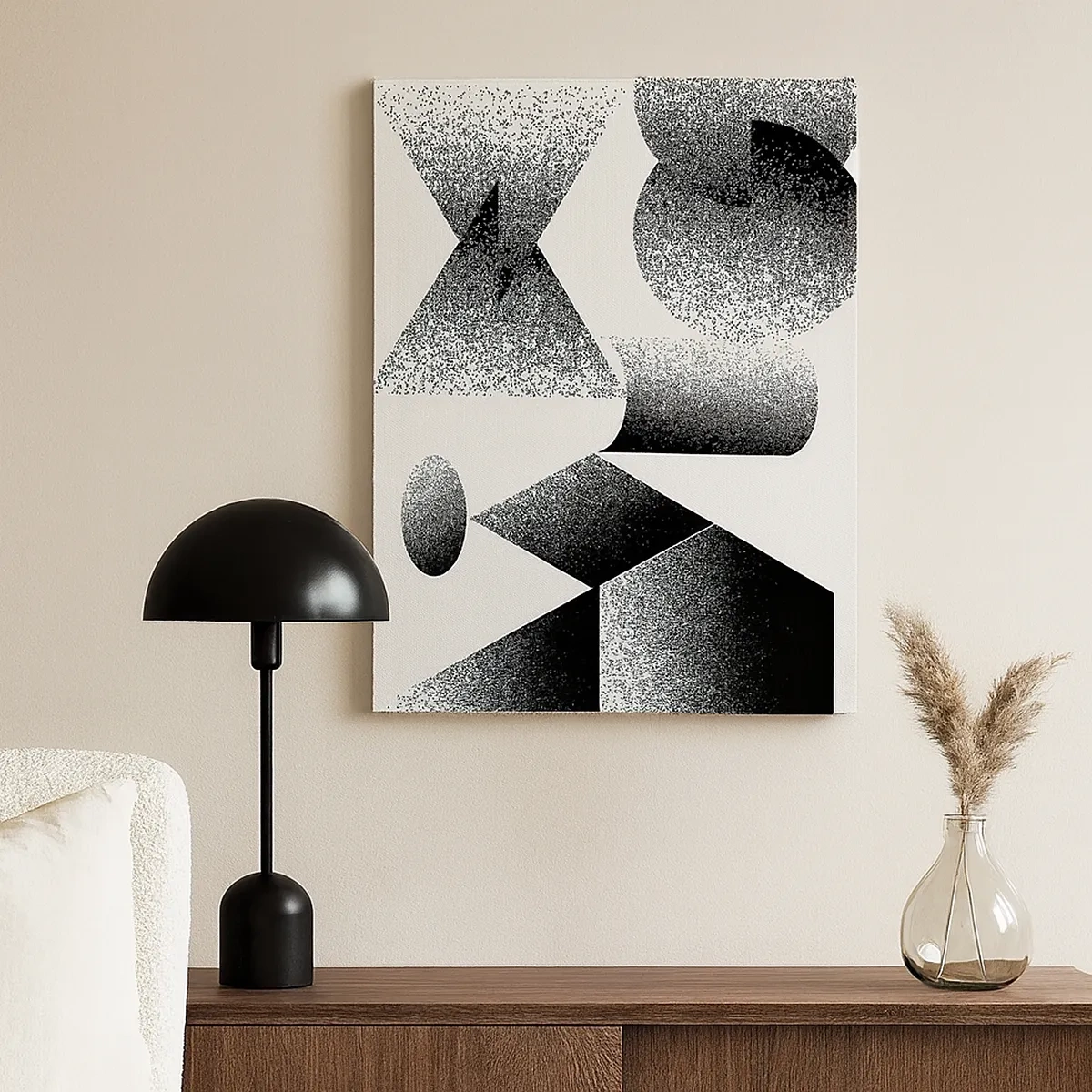 Bild auf Leinwand - Leinwandbild - Geometrie bestehend aus Winkeln und ovalen Formen - 50x70cm - Winkel und Ovale - Moderne Wanddekoration für Wohnzimmer und Schlafzimmer ARTTOR