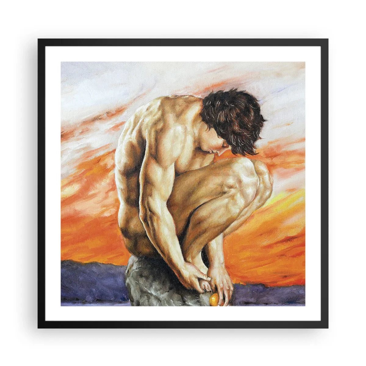 Poster in einem schwarzem Rahmen - In sich versunken - 60x60 cm