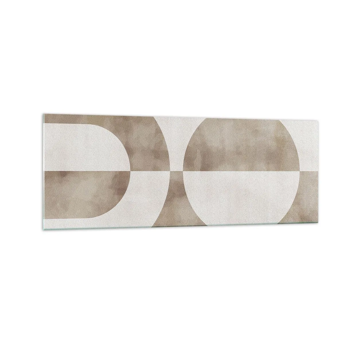 Glasbild - Bild auf glas - Ein abstraktes Gemälde in Beigetönen mit geometrischen Formen und Symmetrie. - 140x50cm - Ähnlichkeiten und Unterschiede - Moderne Wanddekoration für Wohnzimmer und Schlafzimmer ARTTOR