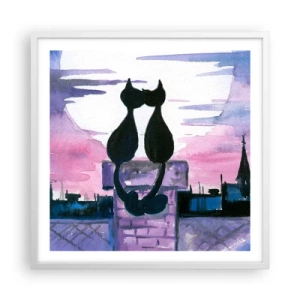 Poster in einem weißen Rahmen - Rendez-vous unter dem Mond - 60x60 cm