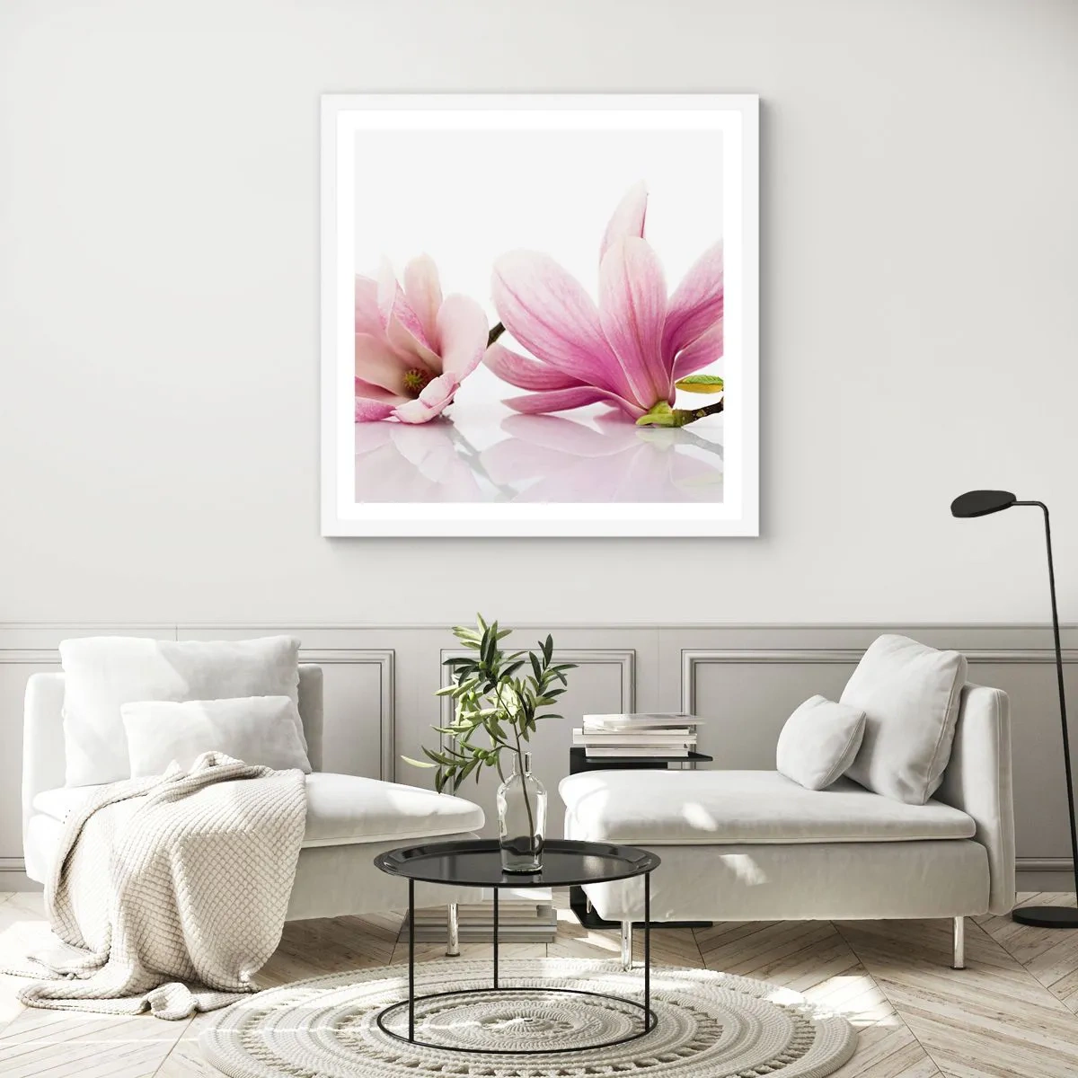 Poster in einem weißen Rahmen - Zart wie ein Frühlingswind - 60x60 cm