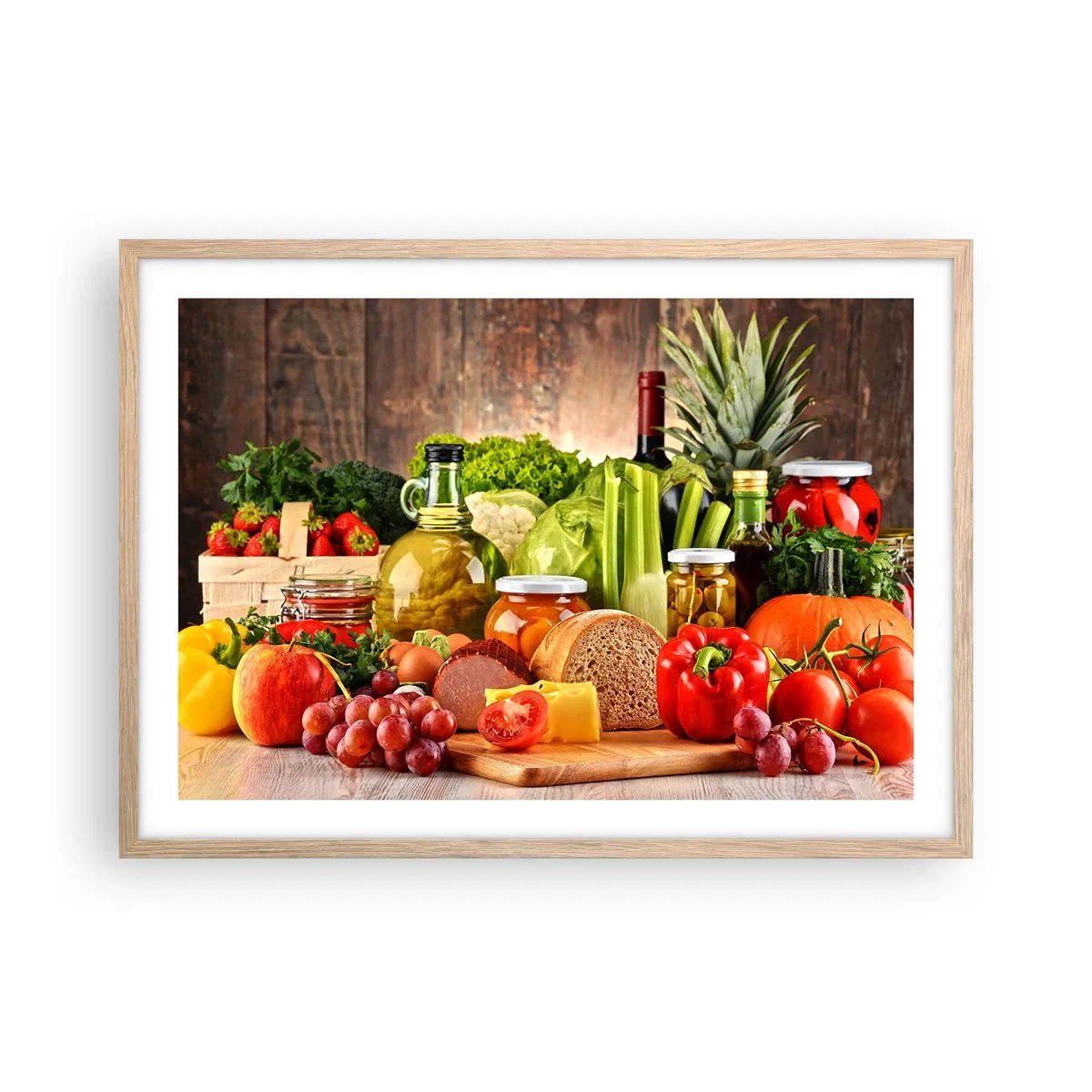 Poster in einem Rahmen aus heller Eiche - Geräuchert, gebacken und eingelegt - 70x50 cm