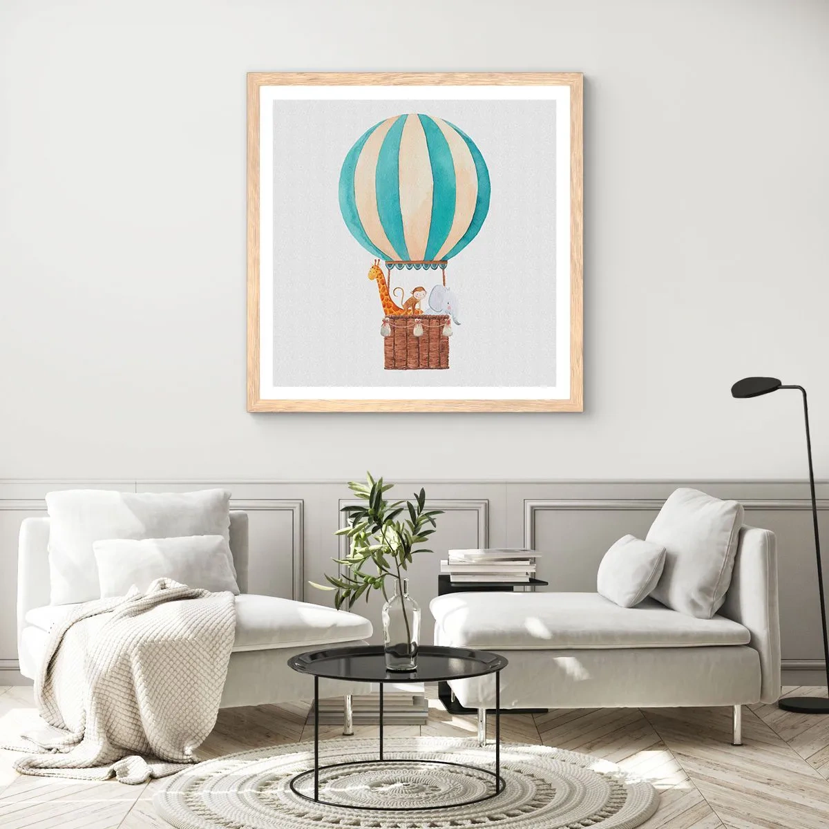 Poster in einem Rahmen aus heller Eiche - Fantastische Reise - 30x30 cm