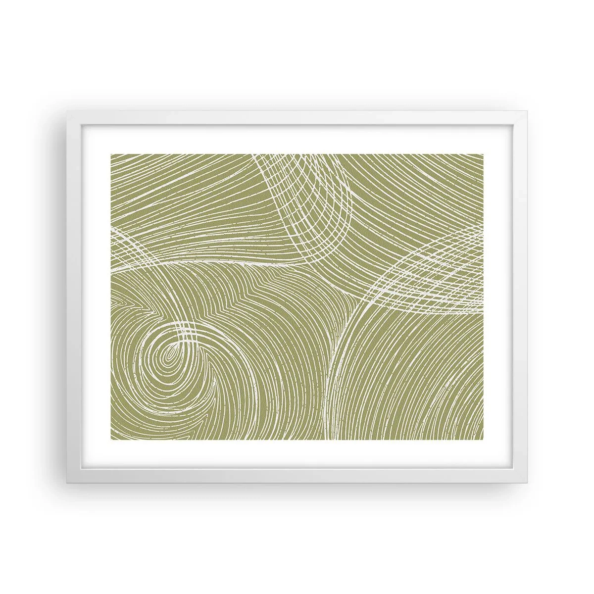Poster in einem weißen Rahmen - Komplizierte Abstraktion in Weiß - 50x40 cm
