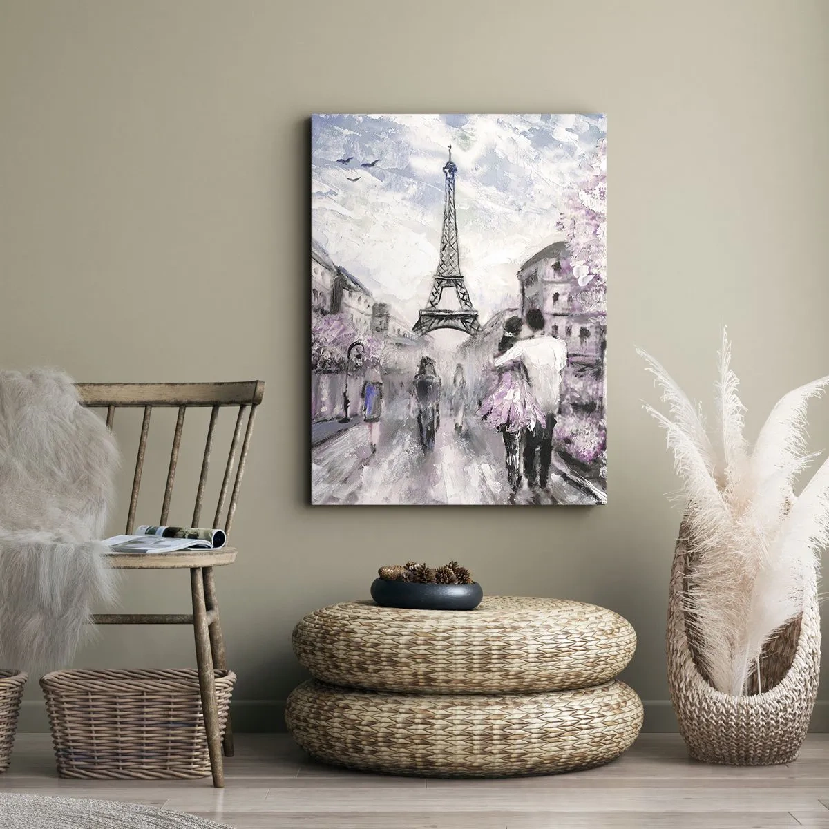 Bild auf Leinwand - Leinwandbild - Ein romantischer Spaziergang in Paris am Eiffelturm - 50x70cm - Wie man sich verlieben kann, ist nur in ... - Moderne Wanddekoration für Wohnzimmer und Schlafzimmer ARTTOR