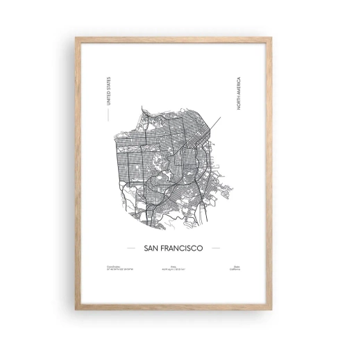 Poster in einem Rahmen aus heller Eiche - Anatomie von San Francisco - 50x70 cm
