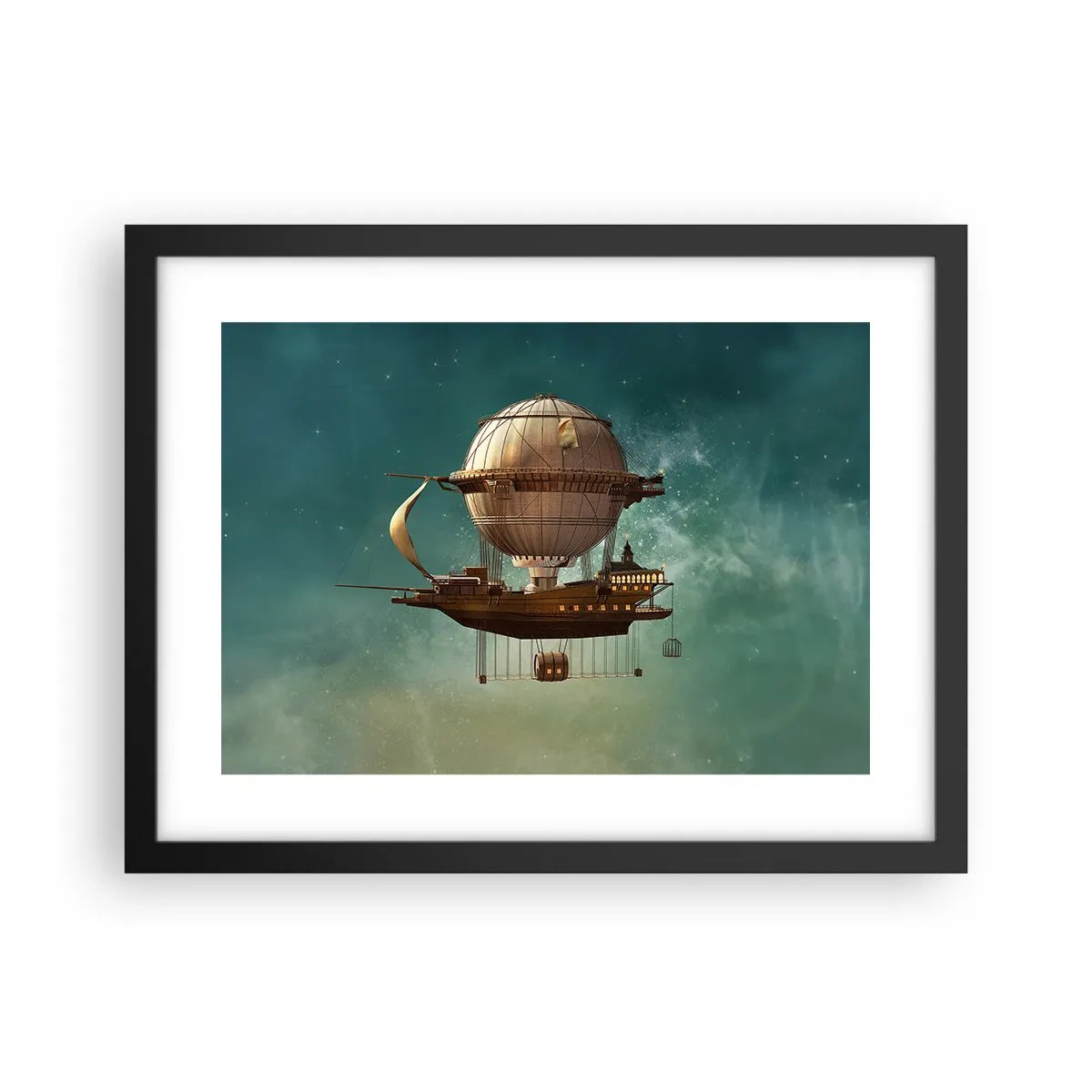 Poster in einem schwarzem Rahmen - Jules Verne sagt Hallo - 40x30 cm