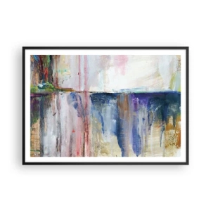 Poster in einem schwarzem Rahmen - Eine abstrakte Farbkomposition mit Reflexionseffekt auf der Leinwand. - 100x70cm - Bunte Eindrücke und Assoziationen - Moderne Wanddekoration für Wohnzimmer und Schlafzimmer ARTTOR