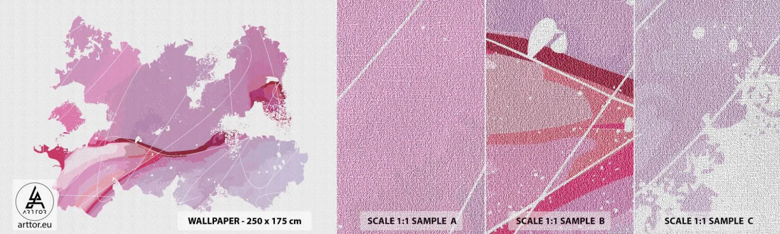 Fototapeten Muster Premium Canvas - Karte der Rosawelt - Minimalismus, Pastell, Karte - 100x30 cm