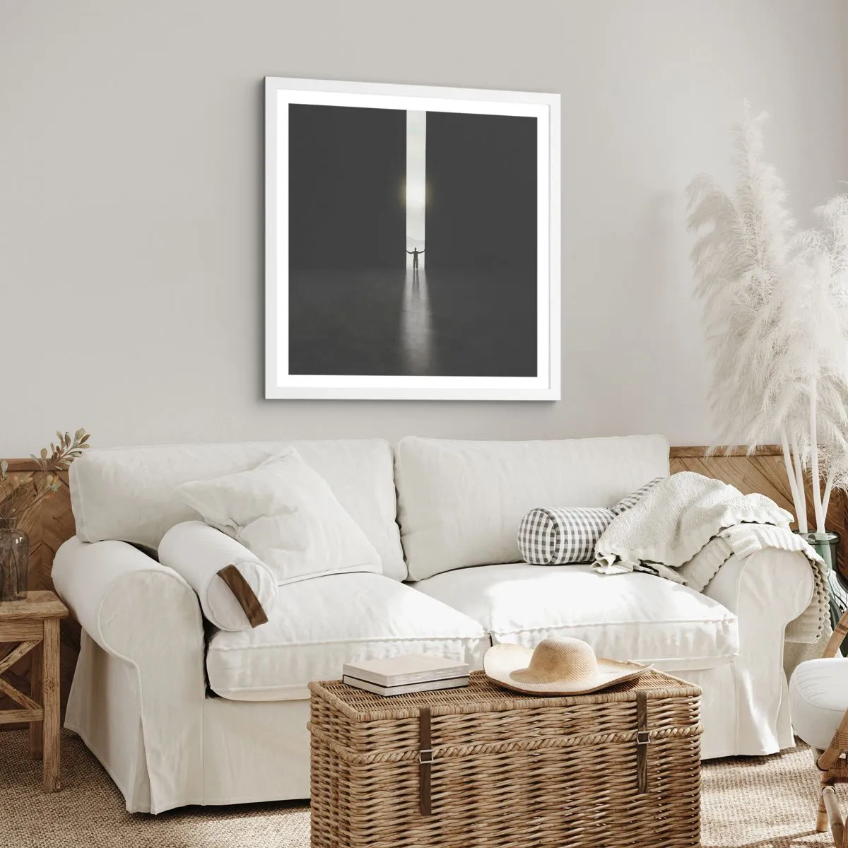 Poster in einem weißen Rahmen - Ein Schritt in eine strahlende Zukunft - 50x50 cm