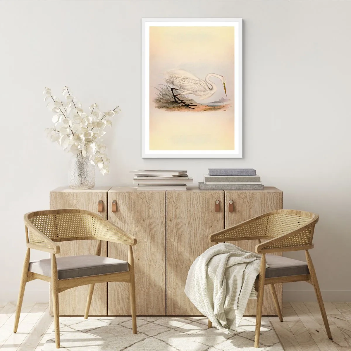 Poster in einem weißen Rahmen - Dame auf den Binsen - 50x70 cm