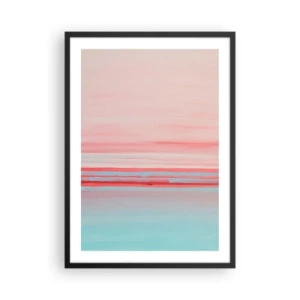 Poster in einem schwarzem Rahmen - Eine zarte Abstraktion in Pastelltönen von Rosa und Blau. - 50x70cm - Abstraktion im Morgengrauen - Moderne Wanddekoration für Wohnzimmer und Schlafzimmer ARTTOR