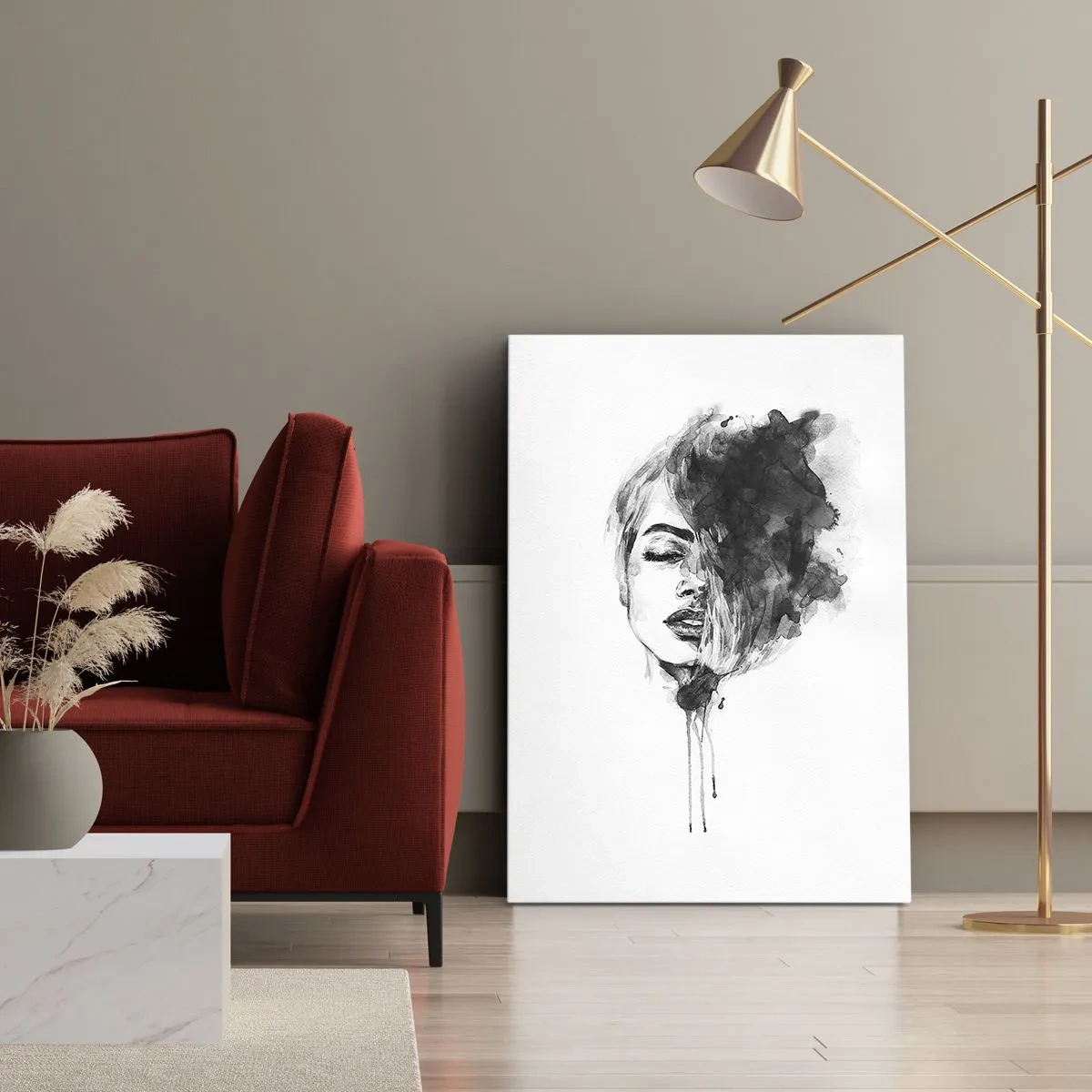 Bild auf Leinwand - Leinwandbild - Wovon träumt das Mädchen - 45x80 cm