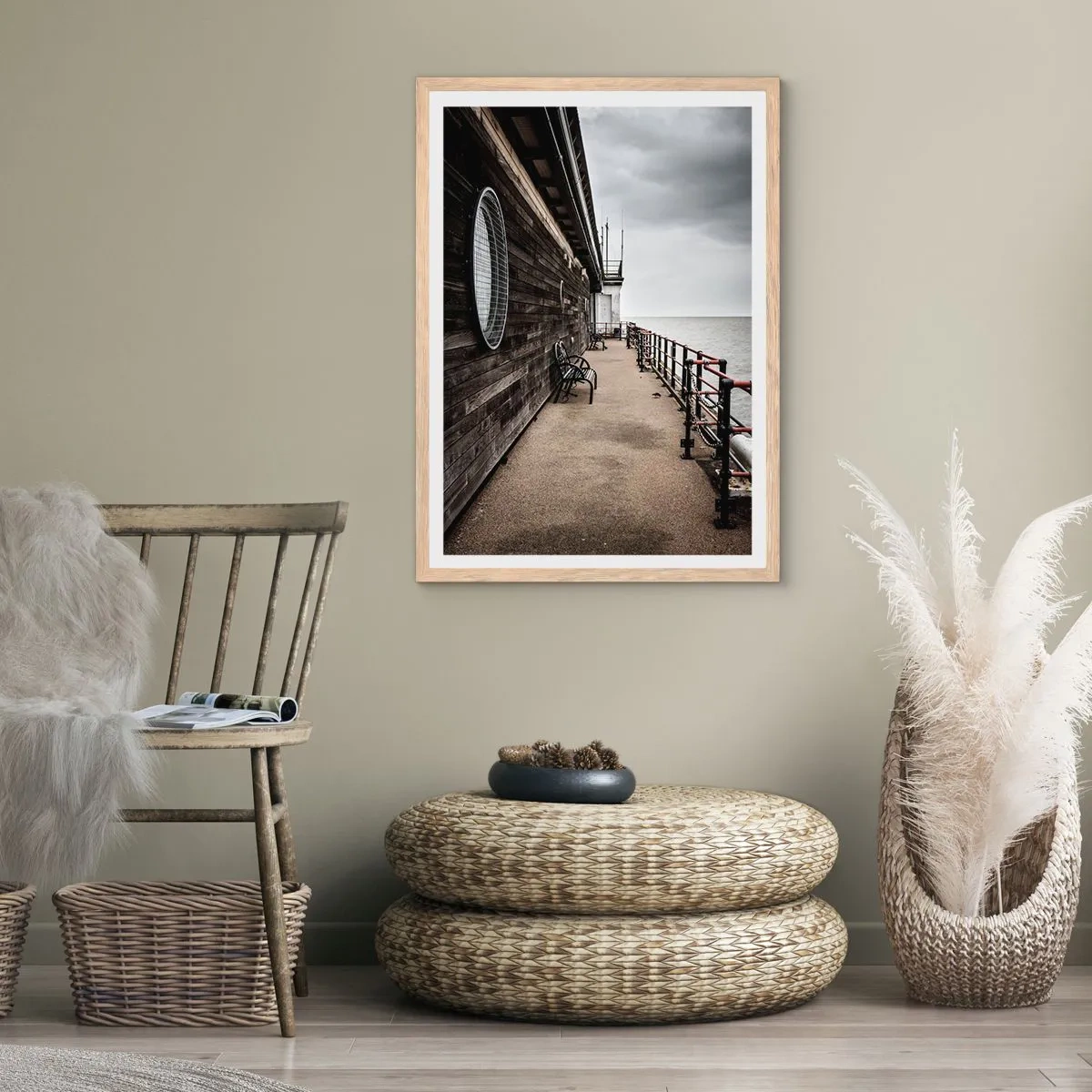 Poster in einem Rahmen aus heller Eiche - Die Zeit blieb stehen - 30x40 cm