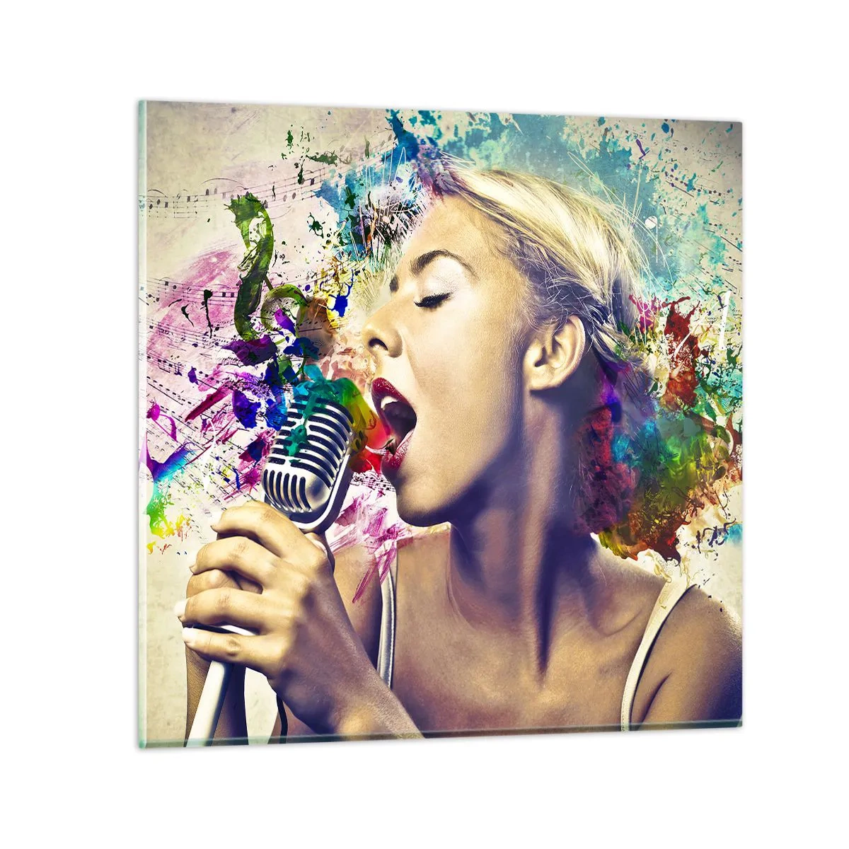 Glasbild - Bild auf glas - Malen Sie die Welt mit Ihrer Stimme - 30x30 cm