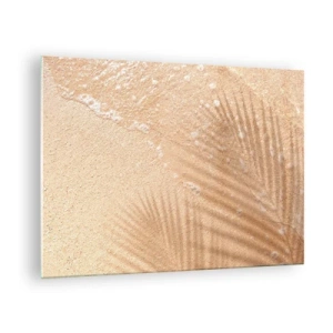 Glasbild - Bild auf glas - Strand und Schatten im Sand - 70x50cm - Der Schatten eines heißen Sommers - Moderne Wanddekoration für Wohnzimmer und Schlafzimmer ARTTOR
