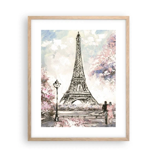 Poster in einem Rahmen aus heller Eiche - Aprilspaziergang durch Paris - 40x50 cm
