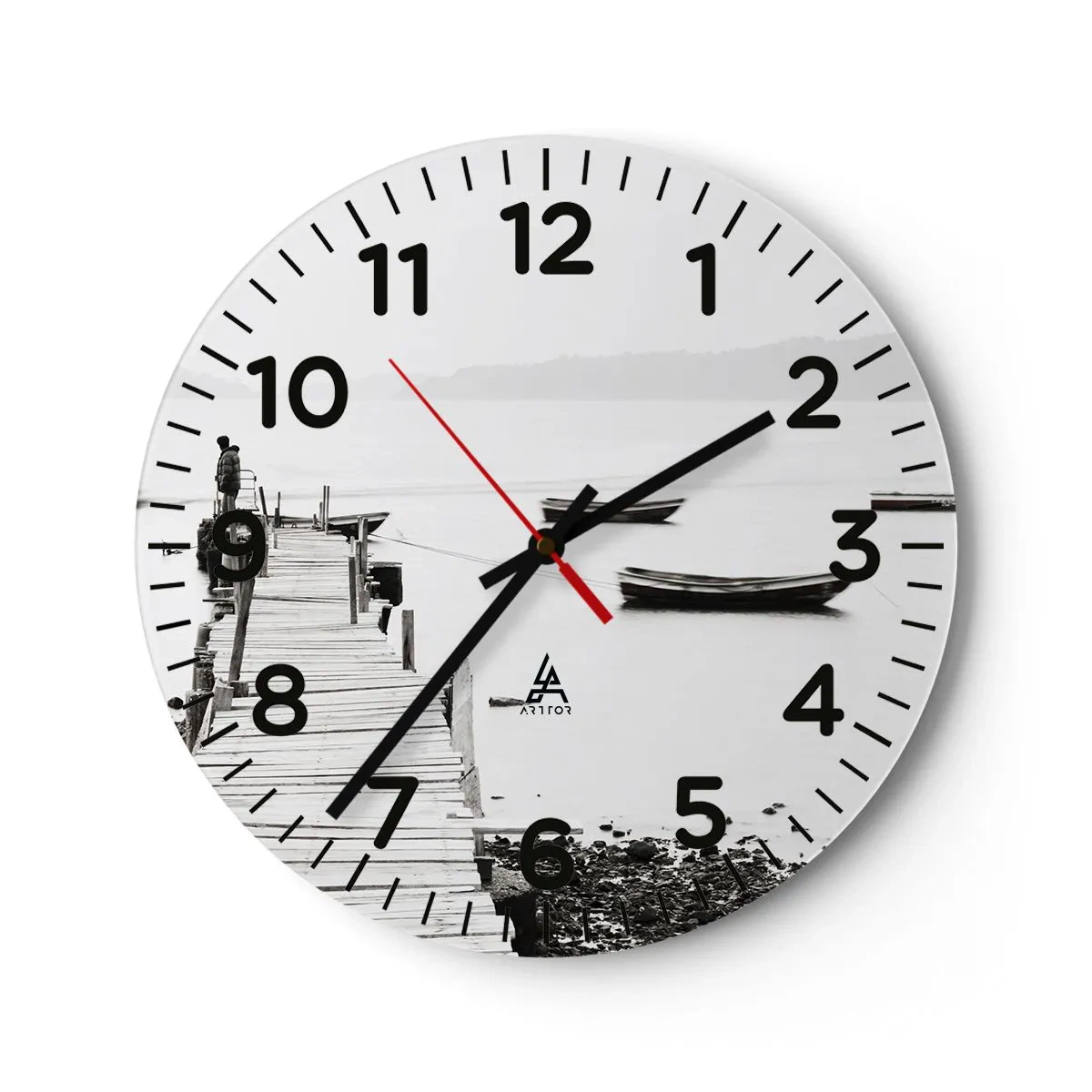 Wanduhr - Glasuhr - Ruhig und sauber über dem Wasser - 40x40 cm
