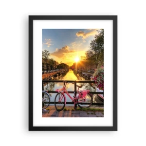 Poster in einem schwarzem Rahmen - Frühlingsmorgen in Amsterdam - 30x40 cm