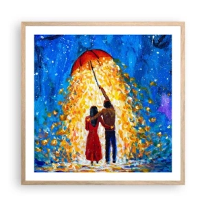 Poster in einem Rahmen aus heller Eiche - Zauber eines Regenabends? - 60x60 cm