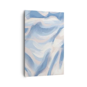 Bild auf Leinwand - Leinwandbild - Abstrakte Pinselstriche in Blau- und Beigetönen - 80x120cm - Blaue Wellen - Moderne Wanddekoration für Wohnzimmer und Schlafzimmer ARTTOR