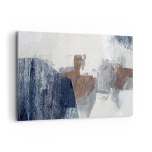 Bild auf Leinwand - Leinwandbild - Abstrakte Formen in Blau- und Brauntönen - 120x80cm - Blaue und braune Formen - Moderne Wanddekoration für Wohnzimmer und Schlafzimmer ARTTOR