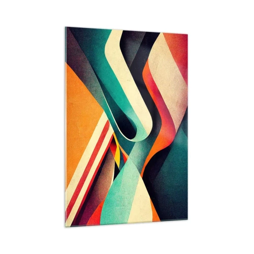 Glasbild - Bild auf glas - Bunte abstrakte Wellen in einer dynamischen Komposition - 70x100cm - Intensive Komposition - Moderne Wanddekoration für Wohnzimmer und Schlafzimmer ARTTOR