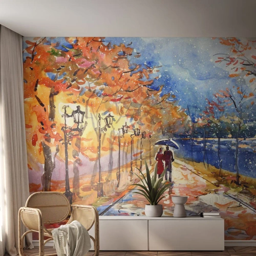Selbstklebende Fototapete Deluxe Sticker - Gemeinsam bis an die Grenze der Zeit - Landschaft, Parkstraße, Bäume - 300x210 cm