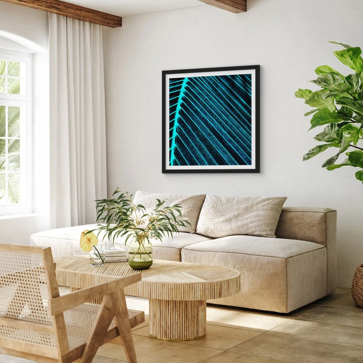 Poster in einem schwarzem Rahmen - Grüne Textur - 30x30 cm