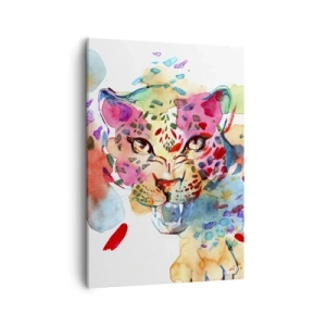 Bild auf Leinwand - Leinwandbild - Abstraktes Porträt eines Leoparden in intensiven Farben - 50x70cm - Die Schöne und das Biest - Moderne Wanddekoration für Wohnzimmer und Schlafzimmer ARTTOR