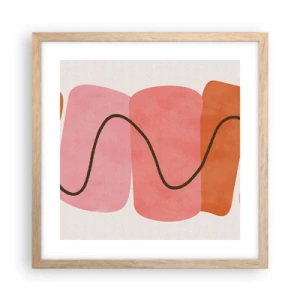 Poster in einem Rahmen aus heller Eiche - Sanfte Bewegung der Formen - 40x40 cm