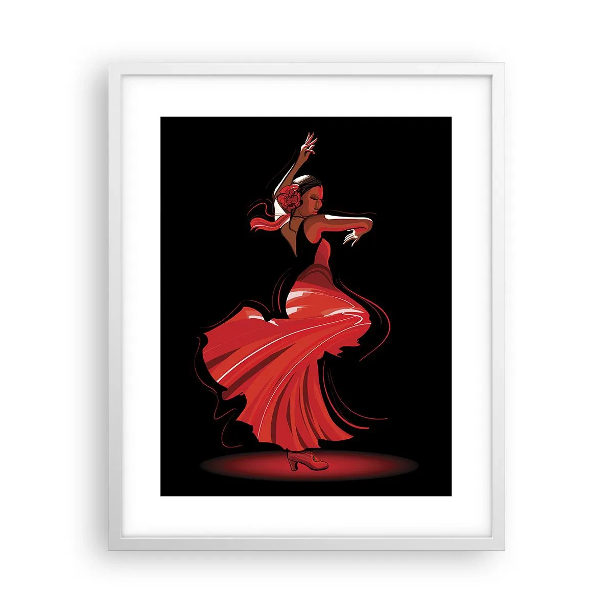 Poster in einem weißen Rahmen - Der feurige Geist des Flamenco - 40x50 cm