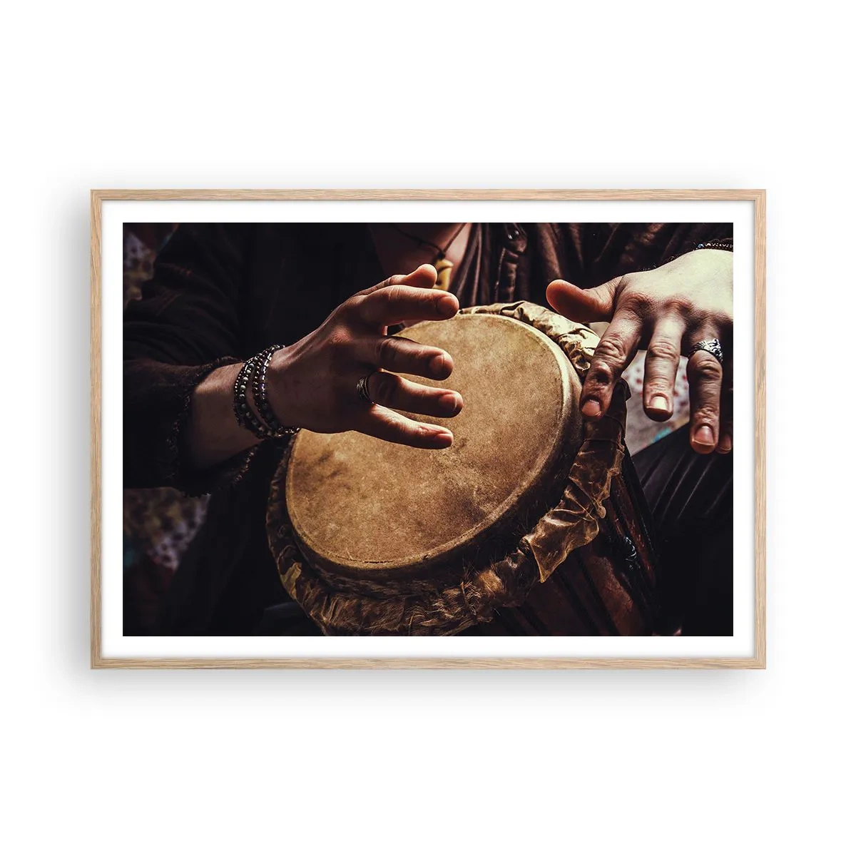 Poster in einem Rahmen aus heller Eiche - Im Rhythmus des Herzens - 100x70 cm