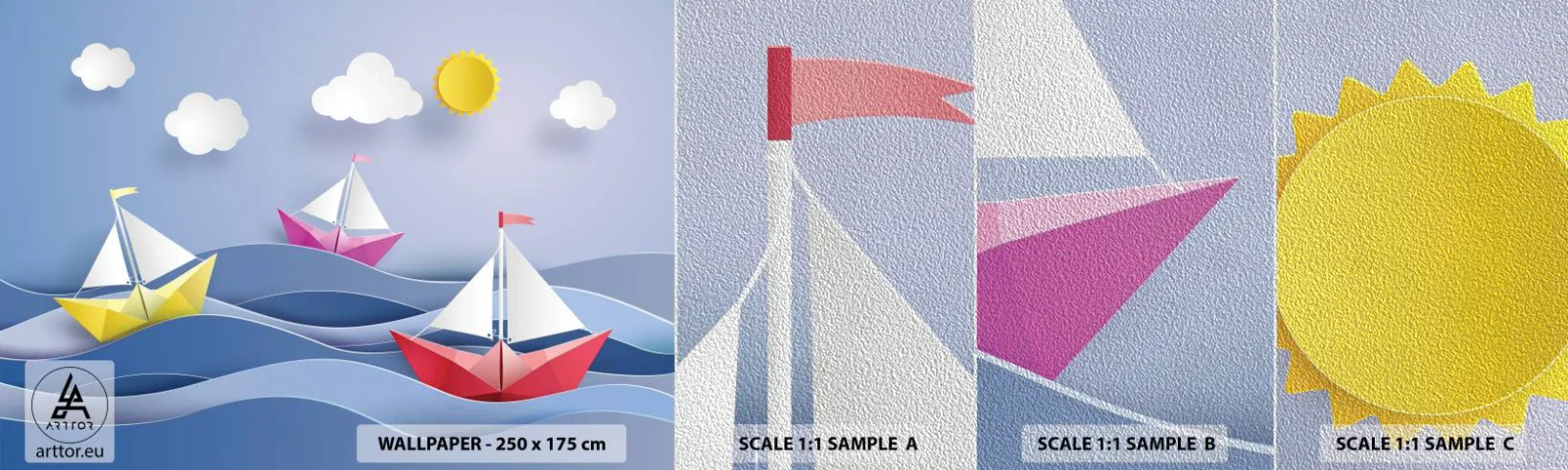 Fototapeten Muster Premium Sand - Ach, wie schön ist es, in den Wellen zu schwingen - Für Kinder, Nautisch, Łódź - 100x30 cm