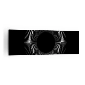Bild auf Leinwand - Leinwandbild - Grafischer Kreis mit Strahlen in Schwarz und Weiß - 160x50cm - Schwarze Sonne - Moderne Wanddekoration für Wohnzimmer und Schlafzimmer ARTTOR