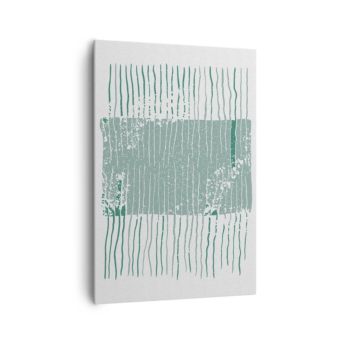 Bild auf Leinwand - Leinwandbild - Geometrisches Muster in Meeresgrün- und Weißtönen - 70x100cm - Marine Abstraktion - Moderne Wanddekoration für Wohnzimmer und Schlafzimmer ARTTOR