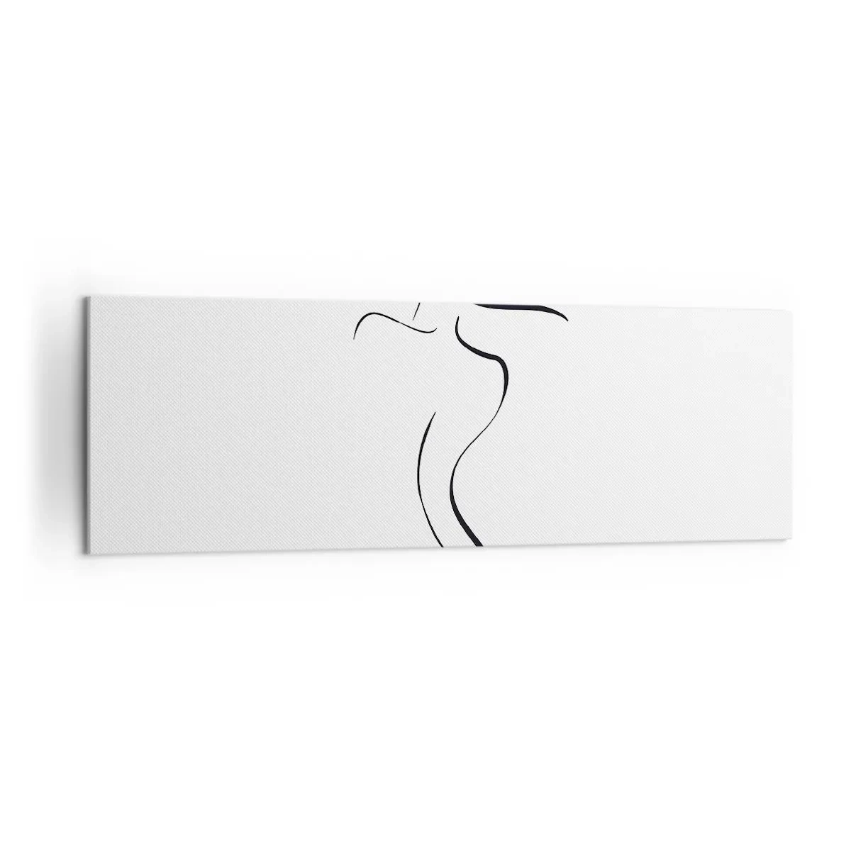 Bild auf Leinwand - Leinwandbild - Minimalistischer Umriss einer weiblichen Silhouette auf weißem Hintergrund - 160x50cm - Flüchtig wie eine Welle - Moderne Wanddekoration für Wohnzimmer und Schlafzimmer ARTTOR