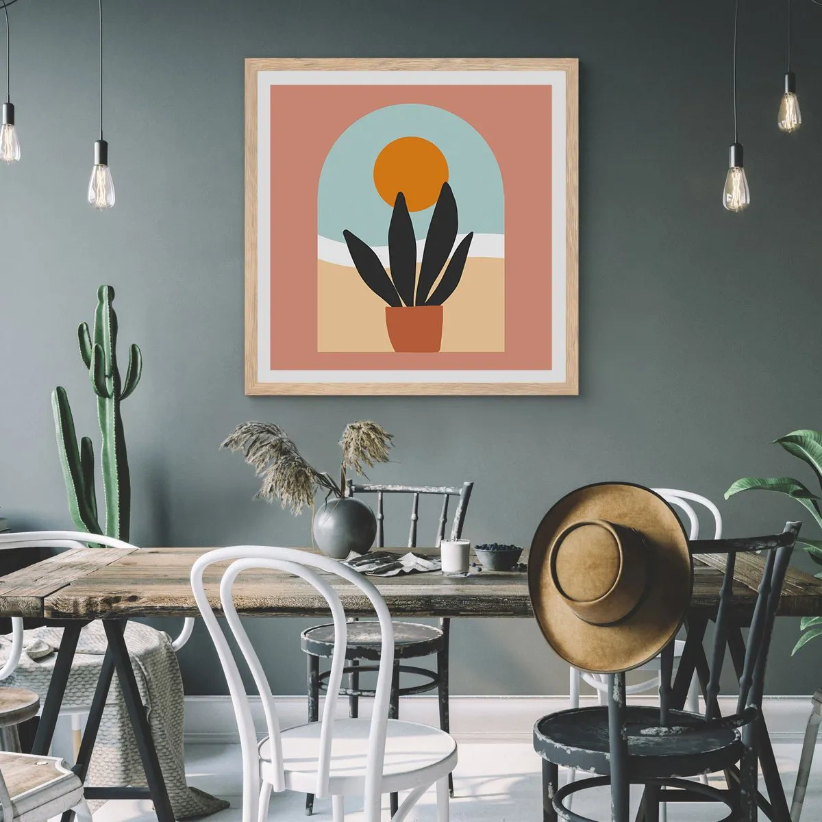 Poster in einem Rahmen aus heller Eiche - Kleine Freuden - 30x30 cm