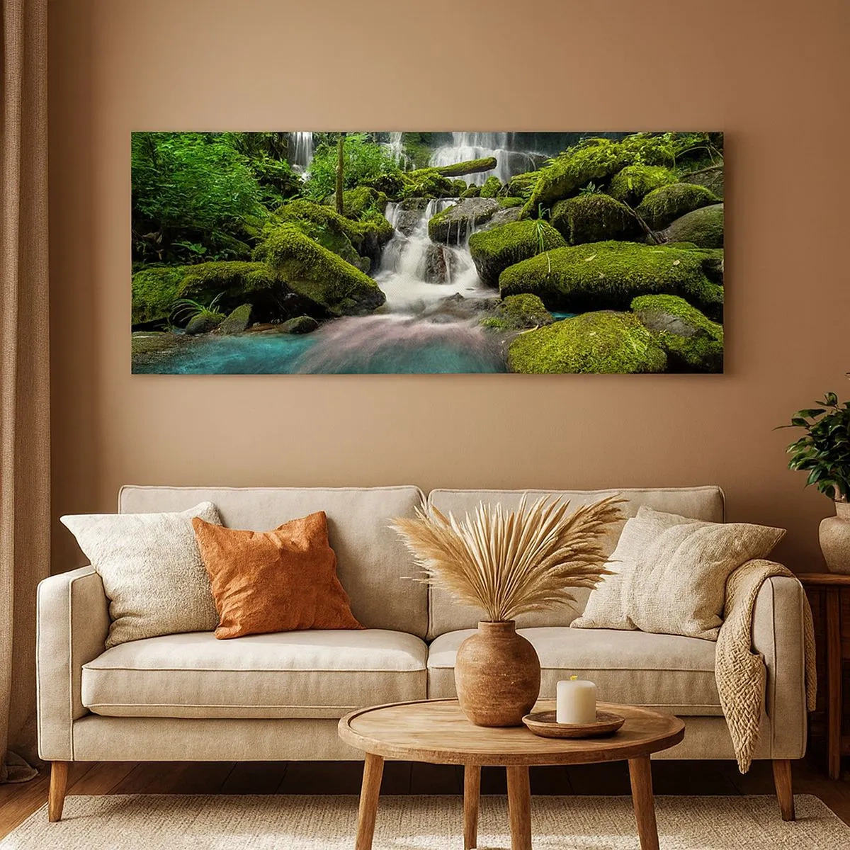 Bild auf Leinwand - Leinwandbild - Türkis, Saphire und flüssiges Silber - 100x40 cm