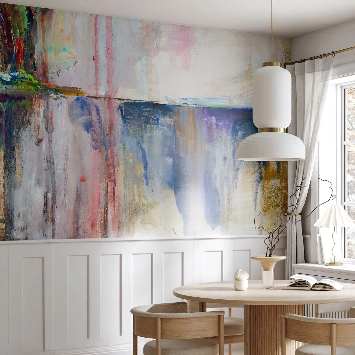 Fototapete Premium Canvas - Bunte Eindrücke und Assoziationen - Abstraktion, Stück, Malerei - 200x140 cm