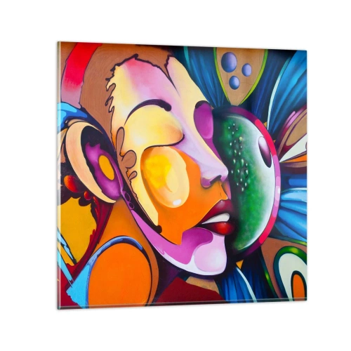 Glasbild - Bild auf glas - Mit Farbe berühren - 40x40 cm